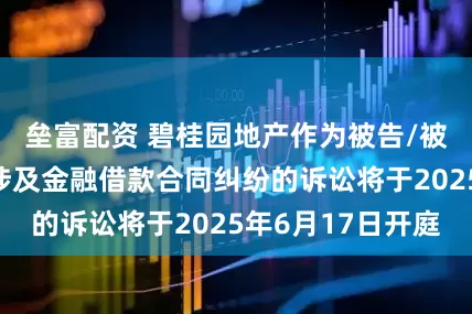 垒富配资 碧桂园地产作为被告/被上诉人的1起涉及金融借款合同纠纷的诉讼将于2025年6月17日开庭